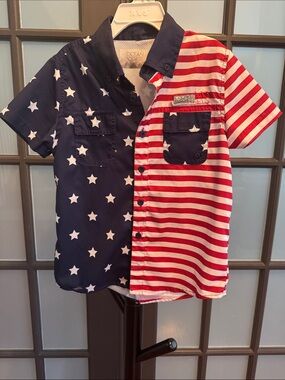 Ocean & Coast Kids' Red & Navy Star-Spangled Button-Down Shirt